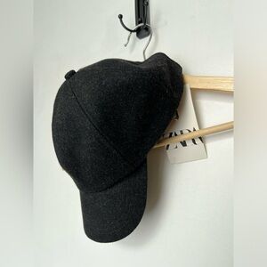 ZARA NWT Black Wool Hat Cap One size M